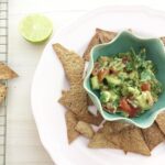 homemade tortilla chips with guacamole